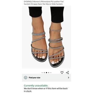 R. MSRP $41 NWOB OYOANGLE RHINESTONE WRAP FLAT SANDALS BLACK - ♡SIZE 10.5♡